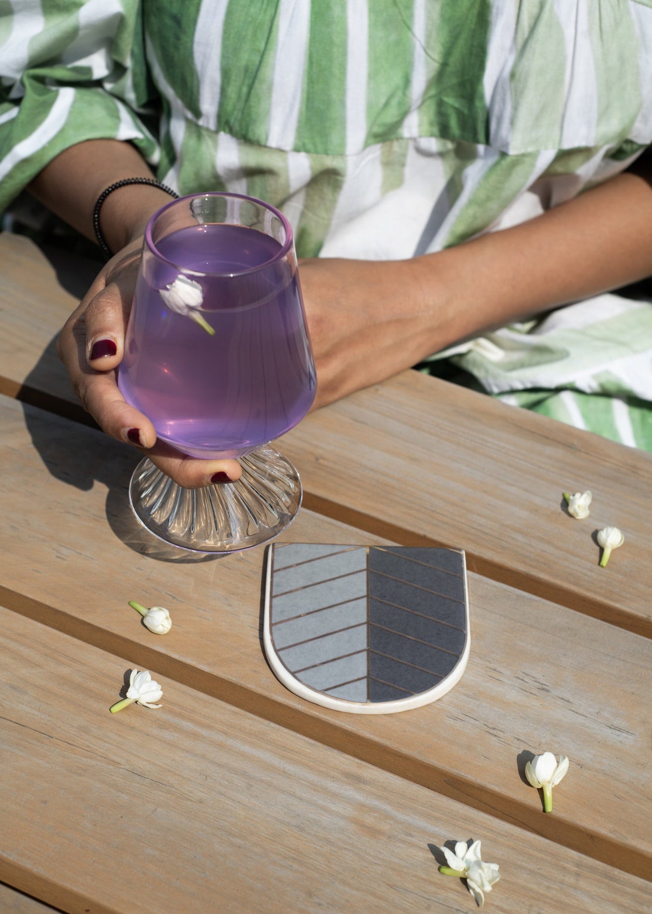 The Blue Egyptian Palm Leaf Coaster