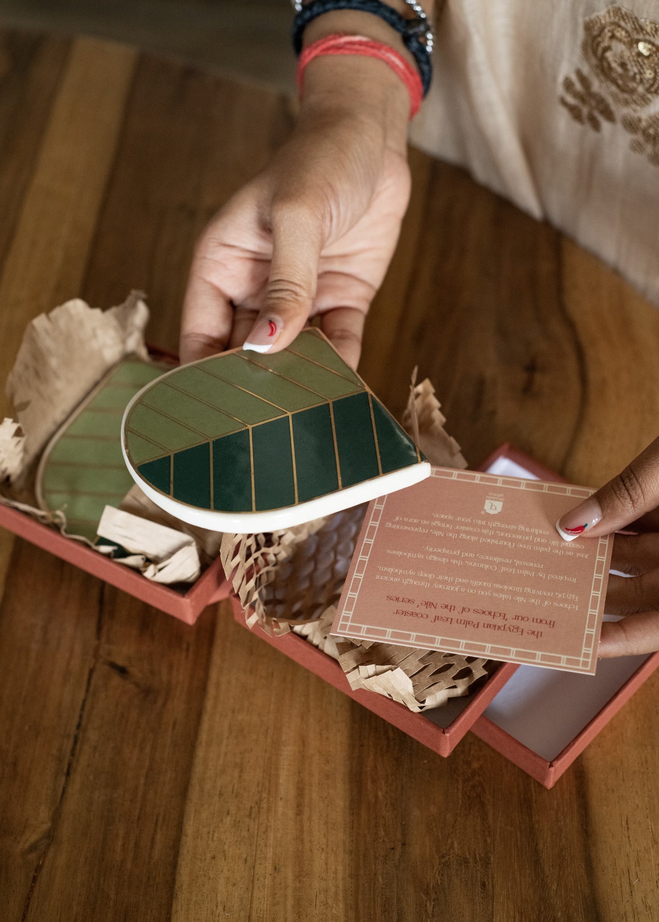 The Green Egyptian Palm Leaf Coaster