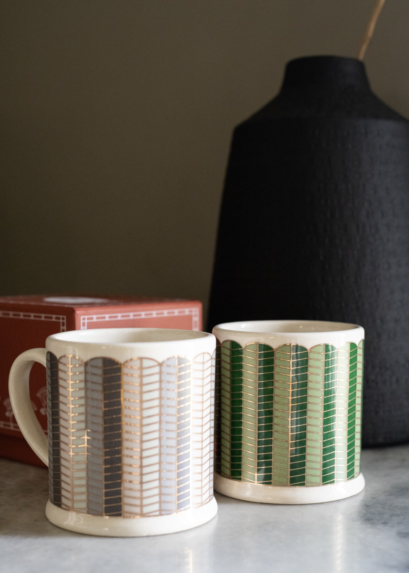 The Blue Egyptian Palm Leaves Mug
