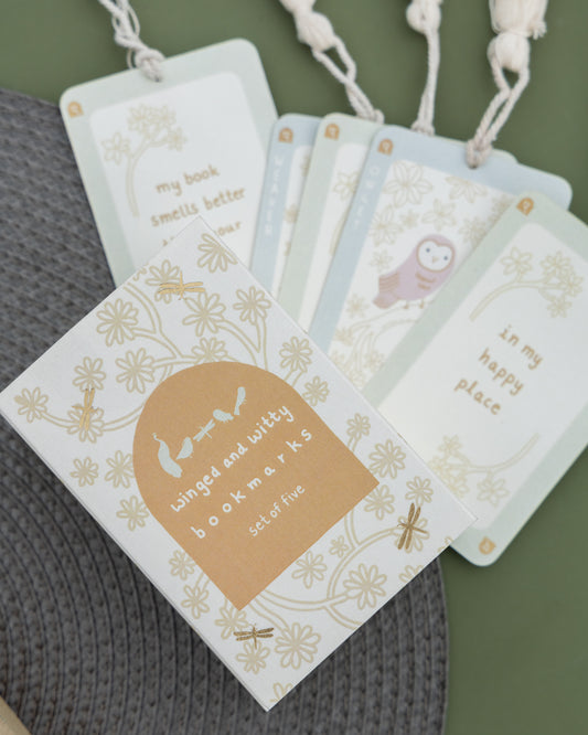 witty & winged bookmarks set