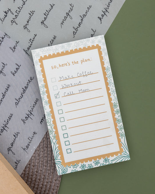 'so here's the plan' notepad
