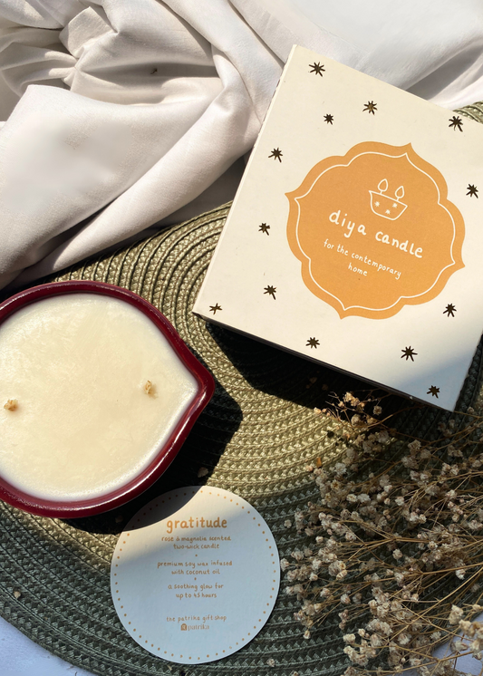 gratitude diya candle