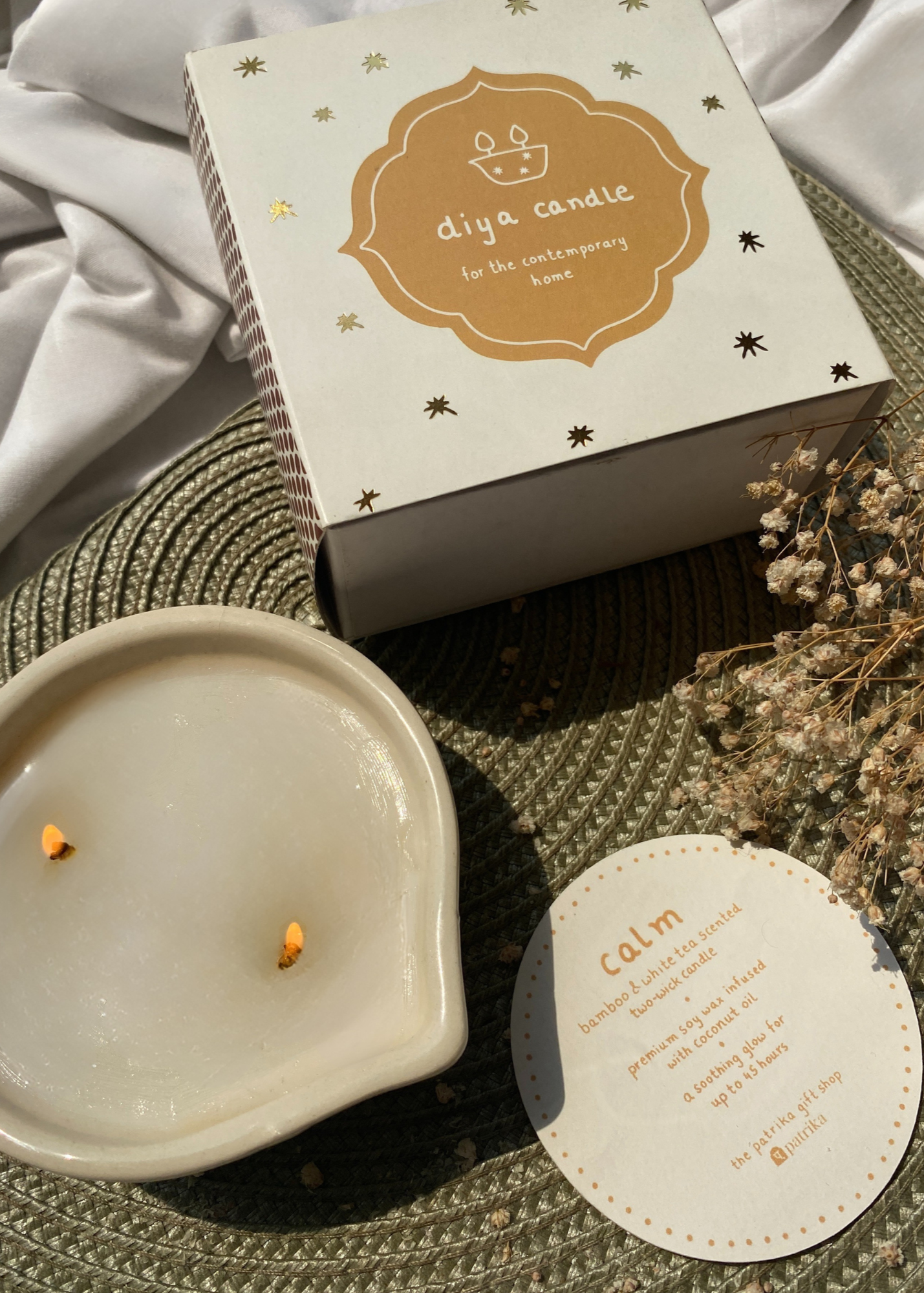 calm diya candle