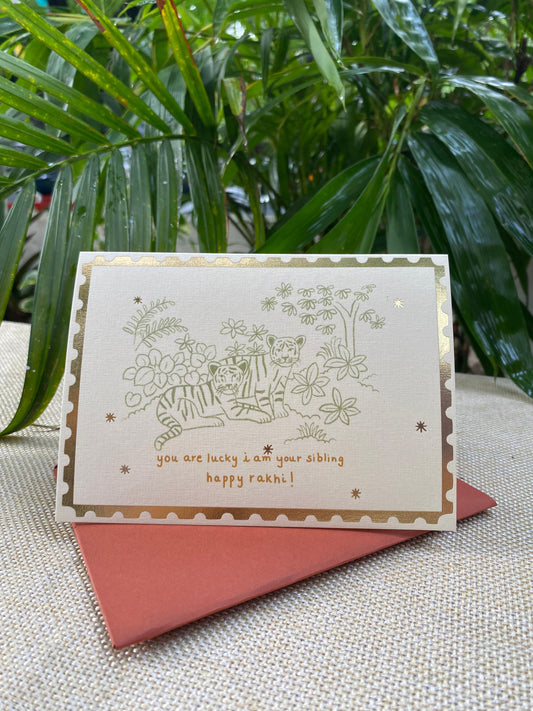 'lucky sibling' rakhi card